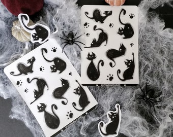 Shadow Cats StickerSheets - 6 Cat poses | Cat Sticker sheets | Cat poses stickers, Gifts for cat lovers, black cat, ghost cats, halloween