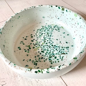 Green resin and abalone shell trinket bowl
