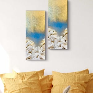 Pair of Golden Clouds Canvas paintings