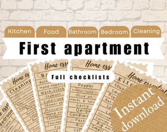 First apartment, moving day, full checklist, home essentials, shopping checklist, house neccessities checklist, condo, new home, real estate