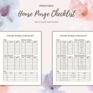House Purge Checklist, House Declutter Checklist, Declutter Organizer, Declutter Planner, Cleaning challenge, Printable Declutter Checklist