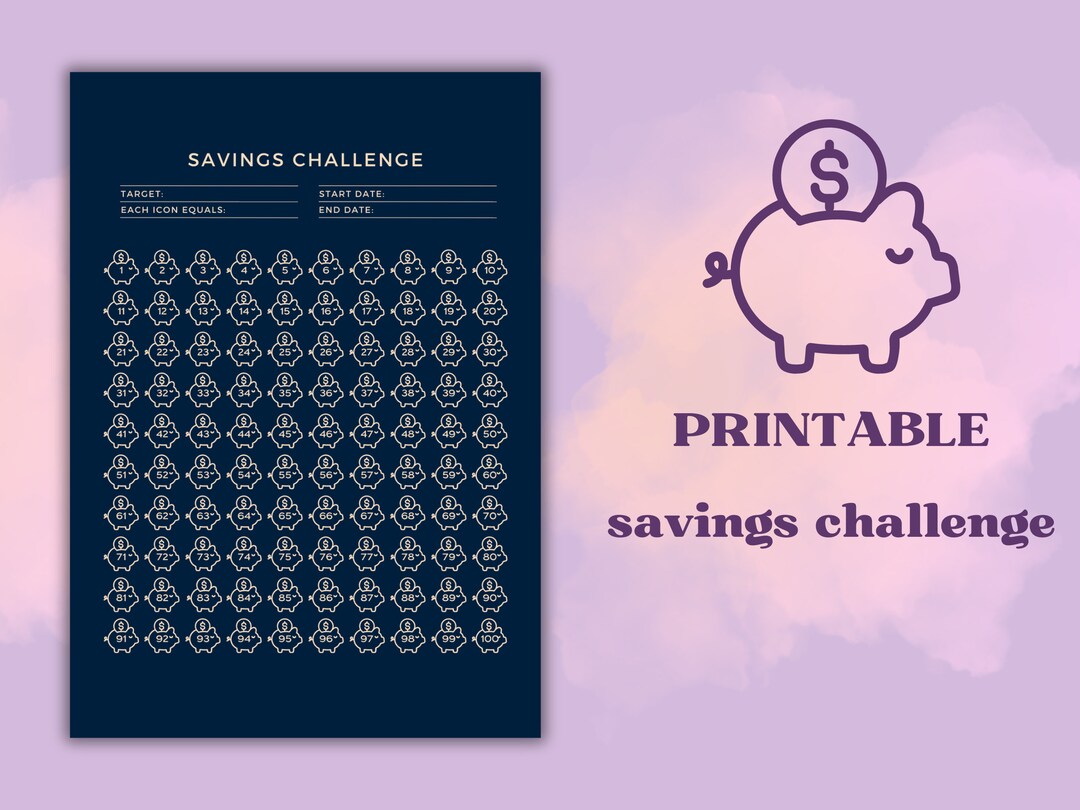 Savings Challenge Printable, Savings Tracker, 100 Day Tracker, Money ...