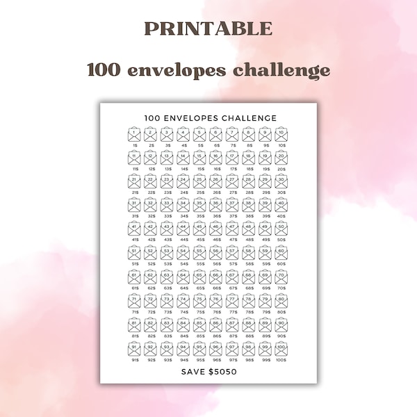 Printable 100 envelope challenge bundle, savings challenge, savings tracker, money savings challenge, budget planner, digital download