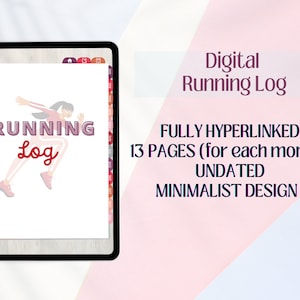 Running Log, Minimalist Fitness Tracker, Digital Journaling, Fitness Planner, Digital Download, Goodnotes Running Progress Tracker