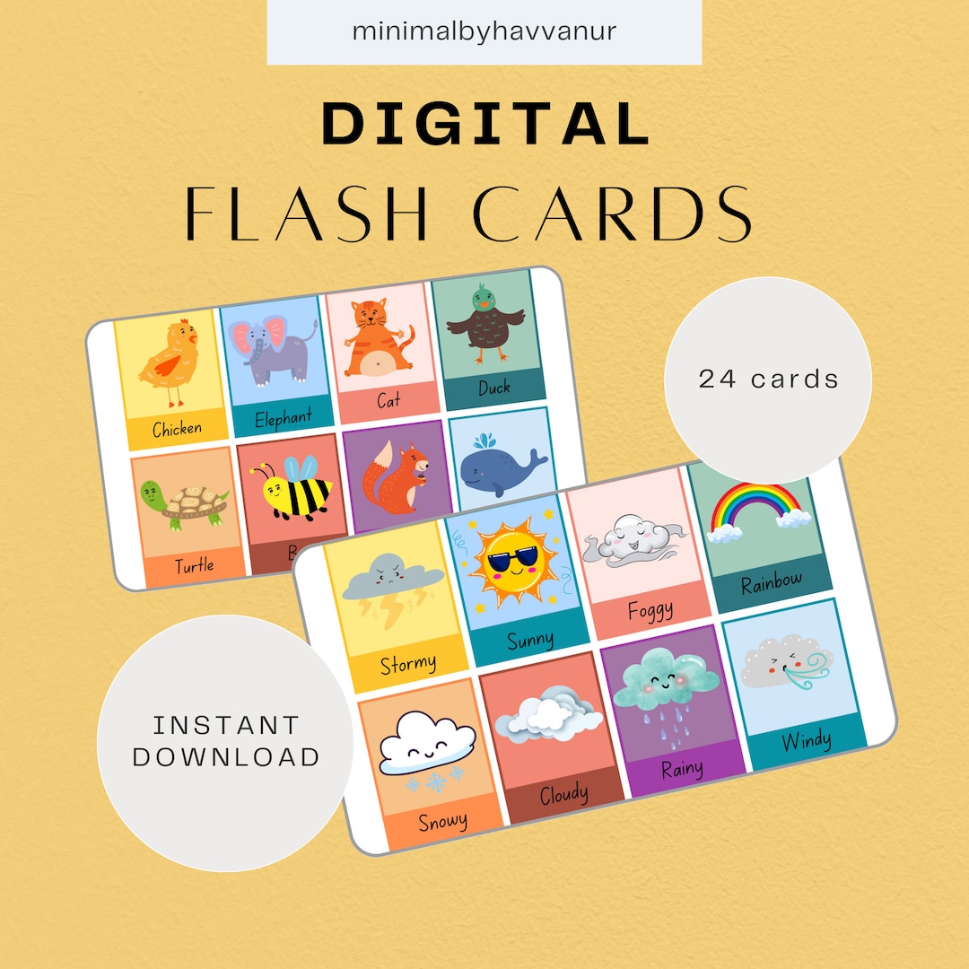 Digital Flash Cards for Kids Etsy