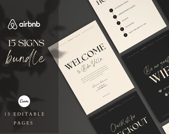 Airbnb Welcome Sign | Airbnb Sign Bundle | Vacation Rental Signs | Editable Airbnb Template | Airbnb Welcome Book