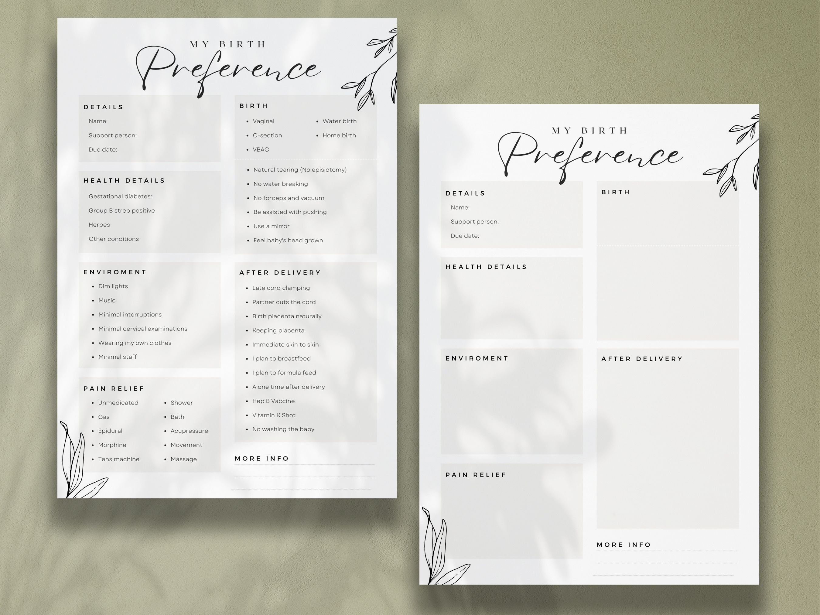 Birth Plan Template Birth Preferences Editable Plan Template