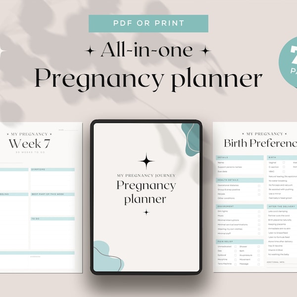 Pianificatore di gravidanza tutto in uno/Diario di gravidanza/Pianificatore digitale/Diario stampabile