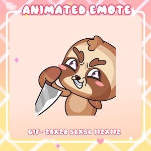 Evil Sloth Animated Twitch Emote with Knife (Digital Download)