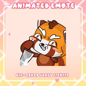 Knife Evil Red Panda Animated Twitch Emote, Animated Knife Evil Red Panda Twitch Discord Emote, Evil Red Panda Animated Emote For Streamer