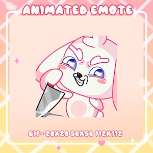 Evil Bunny Knife Animated Emote: Twitch, Discord, YouTube (GIF)