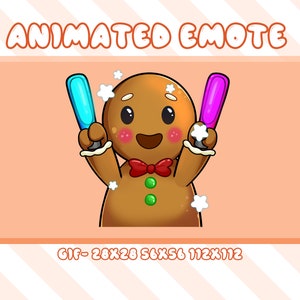Light Dance Gingerbread Cookies Animated Twitch Emote, Christmas Cookies Animated Discord Emote, Saber Light Gingerbread Man Animated Emote