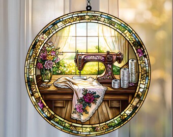 Sewing Machine Acrylic Window Hanging: Quilting Decor