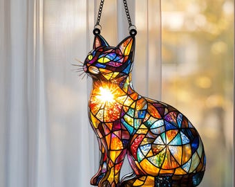 Galaxy Cat Acrylic Window Hanging: Starry Night Decor