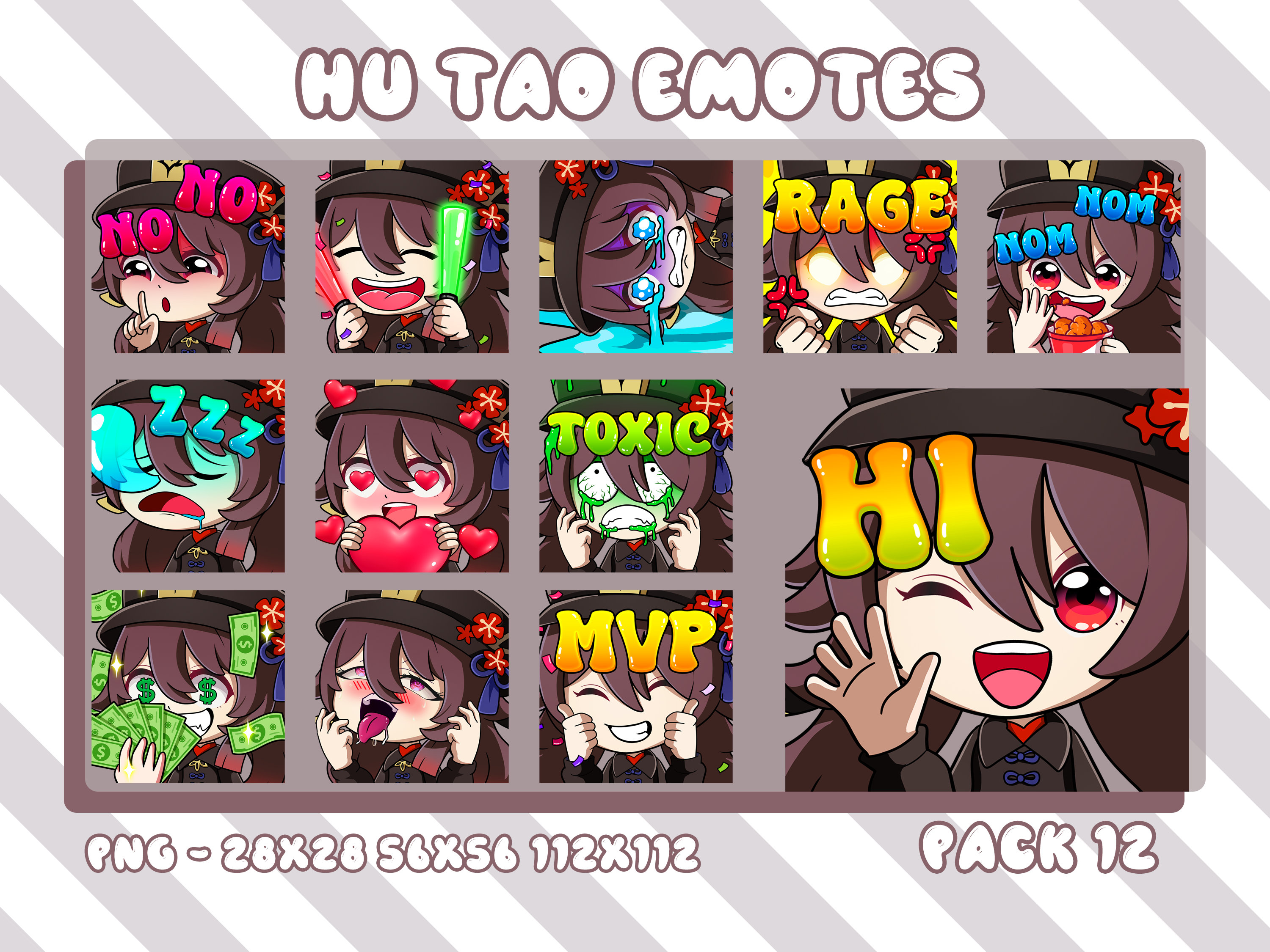 Hu Tao and Boo Tao as Pixel Taos + Free to use emote : r/HuTao_Mains