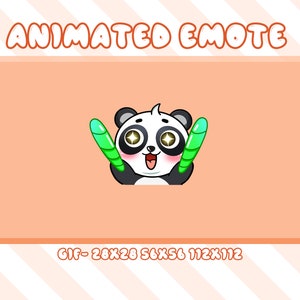 Gesto animado de panda con palitos luminosos, emoticono animado de panda con palitos luminosos para Twitch, Discord y Youtube, emoticono animado de palitos luminosos para streamers y jugadores