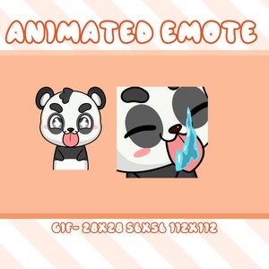 Cute Lick Kiss Panda Animated Twitch Emote, Animated Panda Lick Twitch Discord Youtube Emote, Funny Kiss Panda Animated Emote For Streamer