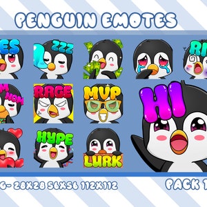 Penguin Twitch Emotes Pack: Streamer Emoji Bundle (Digital Download)
