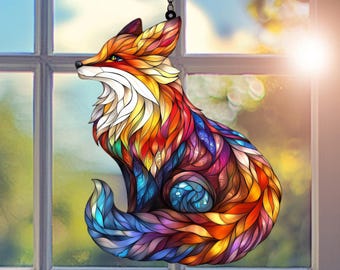 Fox Acrylic Window Hanging: Wildlife Home Decor