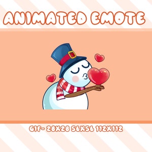 Love Snowman Xmas Animated Twitch Emote, Christmas Snowman Animated Twitch Discord Emote, Heart Snowman Xmas Animated Emote For Streamer