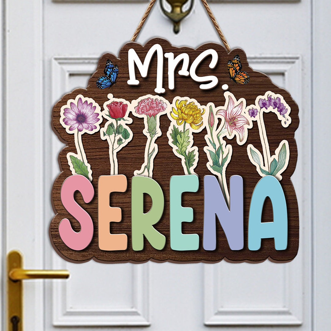 Personalized Teacher Door Hanger: Custom Wood Name Sign, Classroom ...