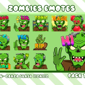 12x Zombies Halloween Twitch Emotes Pack, Twitch Zombies Emotes Pack For Streamer, Youtube Discord Emotes, Halloween Emoji Bundle Emote