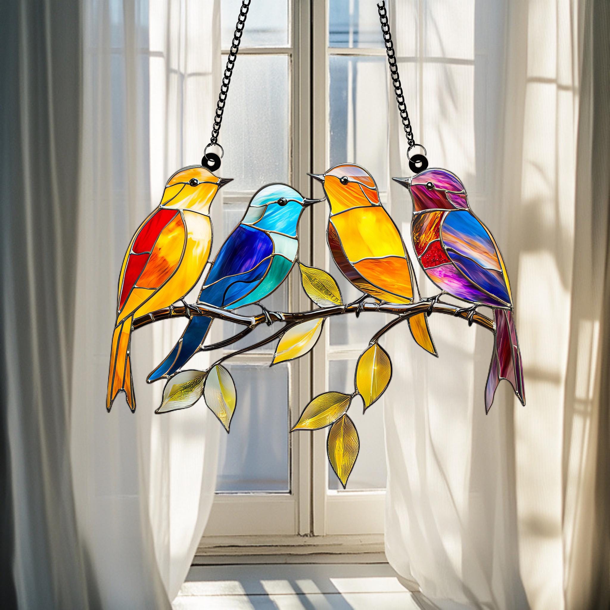 Colorful Birds Acrylic Window Hanging: Bird Lover Home Decor - Etsy