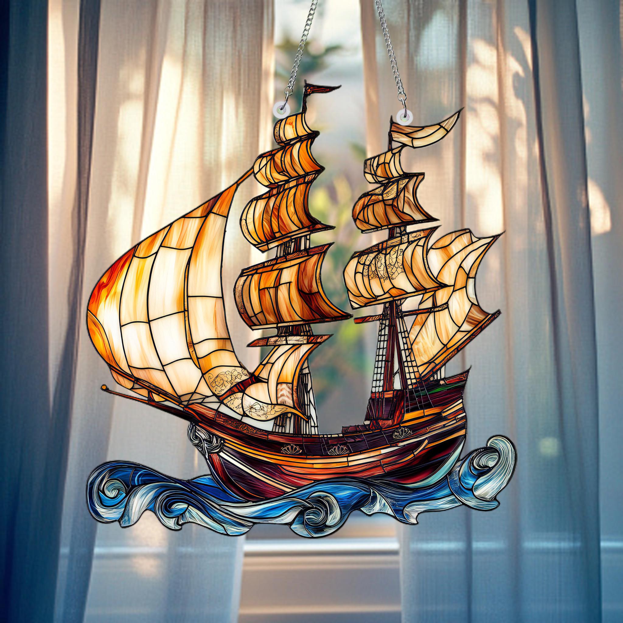 航海用帆船アクリル窓飾り：オーシャンホームデコレーション - Etsy 日本