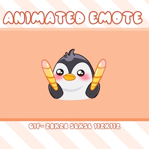 Emote pinguino con bastoncino luminoso animato: Twitch, Discord, YouTube
