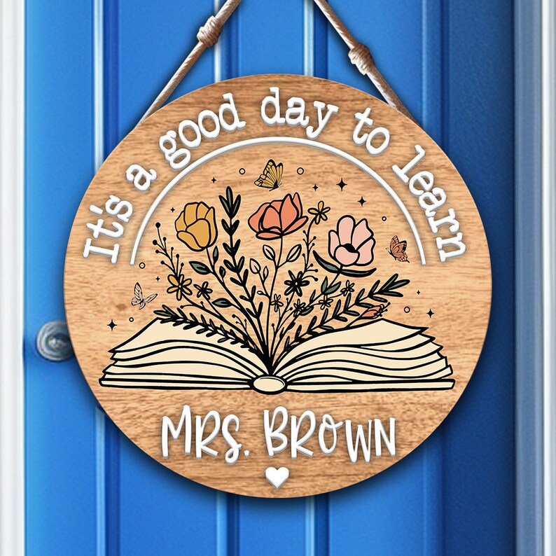 Personalized Teacher Door Hanger, Custom Teacher Name Sign, Back to