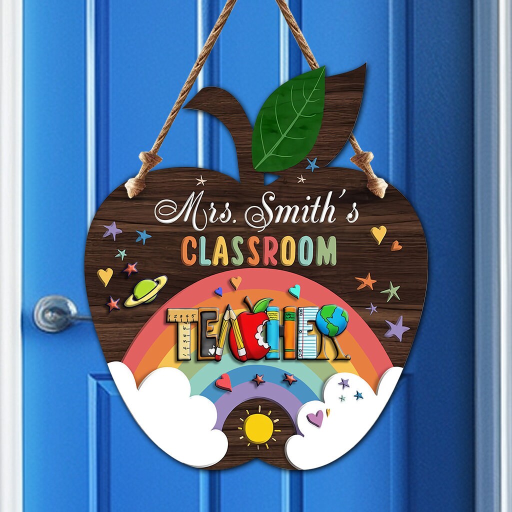 Personalized Teacher Door Hanger: Custom Wood Classroom Decor - Etsy