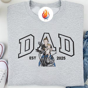 Custom Portrait Sweatshirt,Embroidered Dad Hoodie with Kid Portrait,Father Portrait Hoodie from Your Photo,Father&#39;s Day Gift,PAPA Hoodies