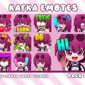Kafka Honkai Star Rail Twitch Emotes: Emoji Bundle Pack (12)