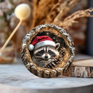2D Flat Raccoon Christmas Ornament, Holiday Gift for Racoon Lover, Raccoon Lover Ornament, Christmas Tree Decor, Xmas Gift For Animal Lover