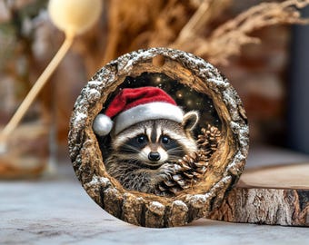2D Flat Raccoon Christmas Ornament, Holiday Gift for Racoon Lover, Raccoon Lover Ornament, Christmas Tree Decor, Xmas Gift For Animal Lover