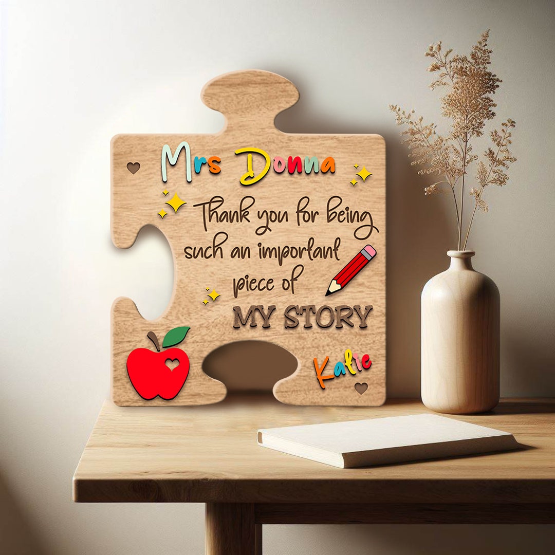 Personalized Teacher Appreciation Wooden Sign: Puzzle Piece Gift - Etsy