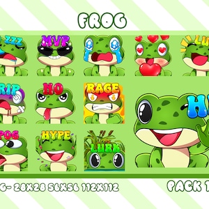 Frog Twitch Emotes, 12 Twitch Emotes For Streamer, Youtube Discord Emotes, Frog Emoji Bundle, Gamer Emotes, Frog Static Emotes Pack