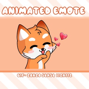 Lindo emote animado de beso de zorro para Twitch, emote animado de beso de zorro para Twitch Discord en Youtube, divertido emote animado de beso de zorro para streamer