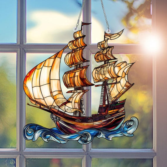 航海用帆船アクリル窓飾り：オーシャンホームデコレーション - Etsy 日本