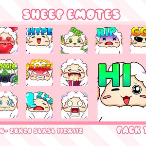 Sheep Twitch Emotes Pack: Static Gamer Emoji Bundle