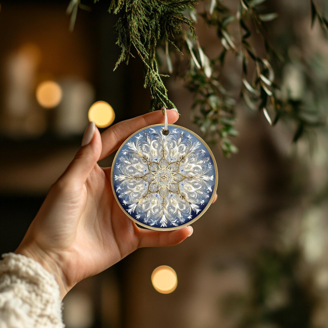 Vintage Snowflake Ceramic Christmas Ornament: Winter Holiday Decor - Etsy