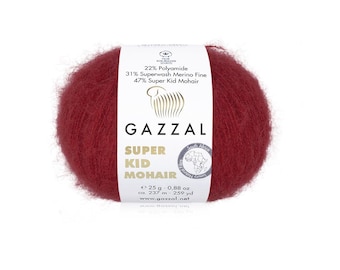 Filato di lusso in misto mohair: lana merino superwash, leggero, ideale per lavori a maglia e uncinetto.