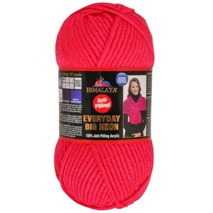 Neon Pink Super Ruby Garn: Himalaya Anti-Pilling Acryl, Grobstrick & Häkelgarn
