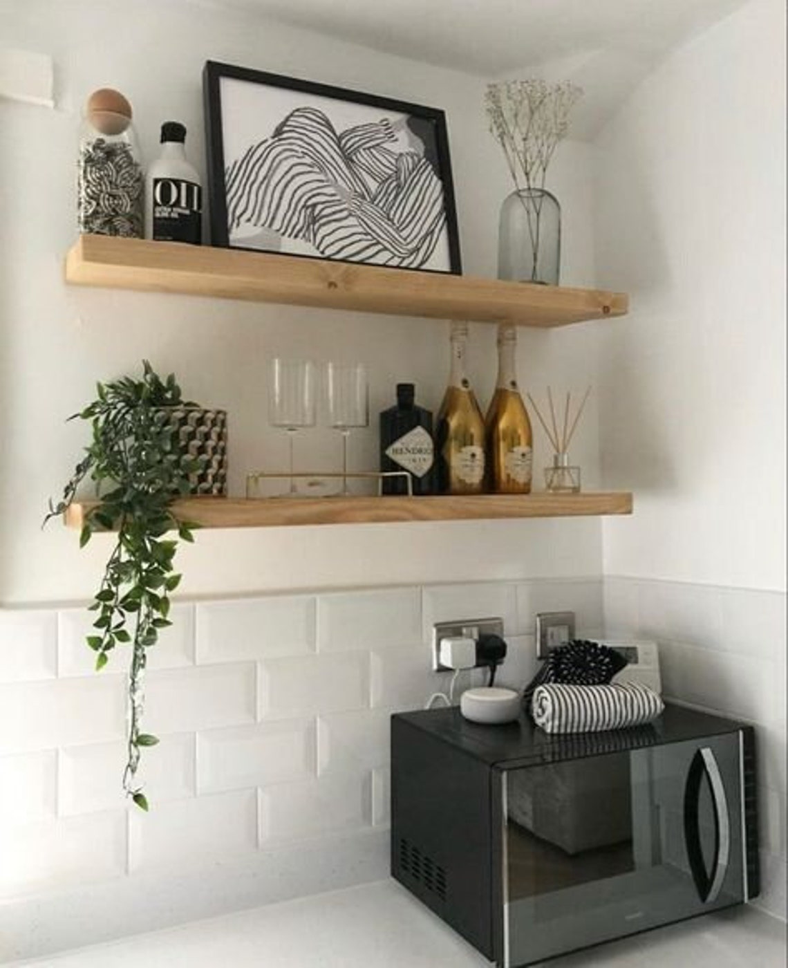 Modern Wood Floating Shelves Custom Size Floating Shelves Etsy