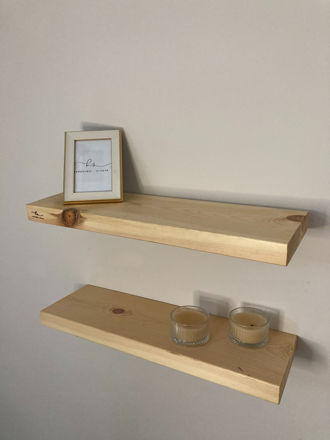 Natural Wood Floating Shelves, Custom Size Floating Shelves With Hidden Brackets, Wall Mounted