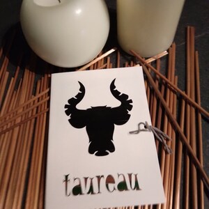 carte signe du zodiaque taureau en marqueterie de paille réalisée par mes soins straw marquetry zodiac card format 11 x 15