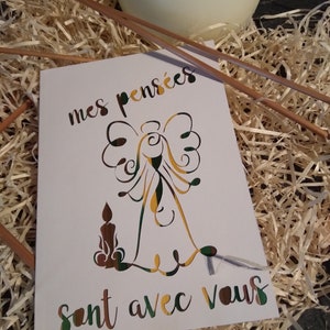 carte de condoleance en marqueterie de paille réalisée par mes soins straw marquetry condelence card format 11 x 15