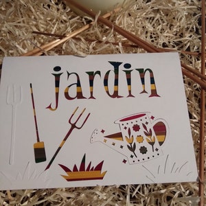 carte theme jardin nature feuille marqueterie de paille réalisée par mes soins straw marquetry format 11 x 15 garden card