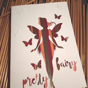 carte fee en marqueterie de paille réalisée par mes soins straw marquetry de format 11 x 15 fairy card