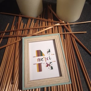 tableau décoratif lettre abstraite N  en marqueterie de paille réalisé par mes soins straw marquetry Letter N 10 x 10